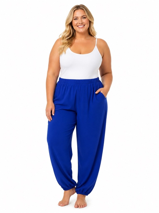 Zenana Outfitters Pants - Zenana Outfitters Plus-Size Elastic Waist Royal Blue (open-leg) Joggers Size 1X